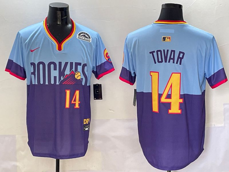 Men Colorado Rockies 14 Tovar Purple blue Joint Name 2025 Nike MLB Jersey style 4